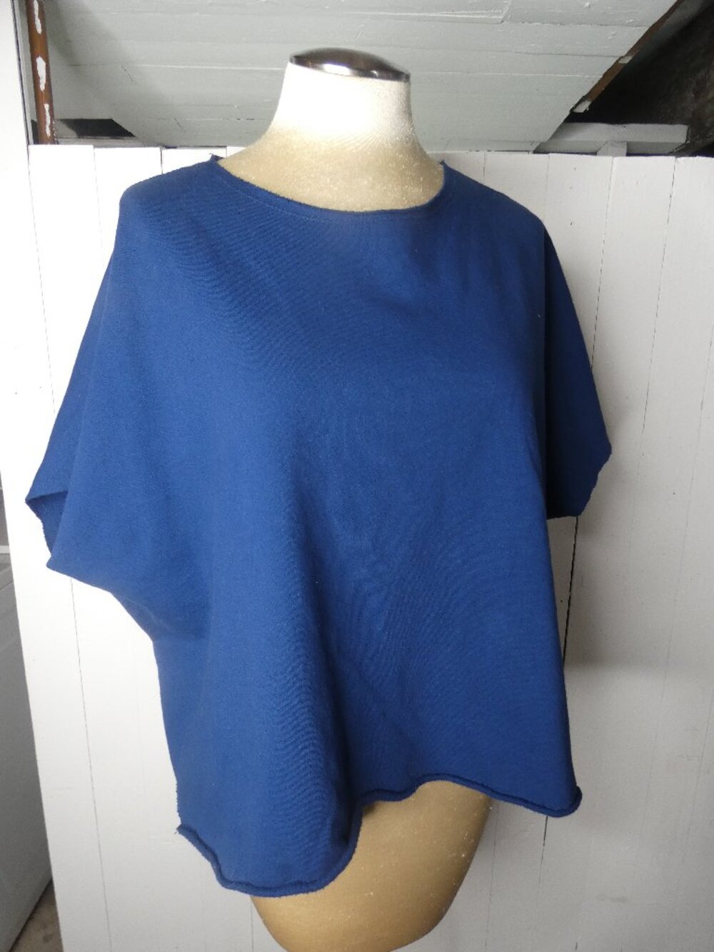 Mantra Los Angeles Women's M/L Blue Boxy Terry Cloth Top Short Sleeve Cotton